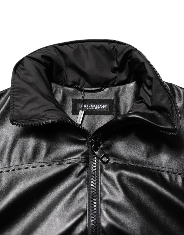Dolce & Gabbana Black Polyester Logo Plaque Bomber Jacket