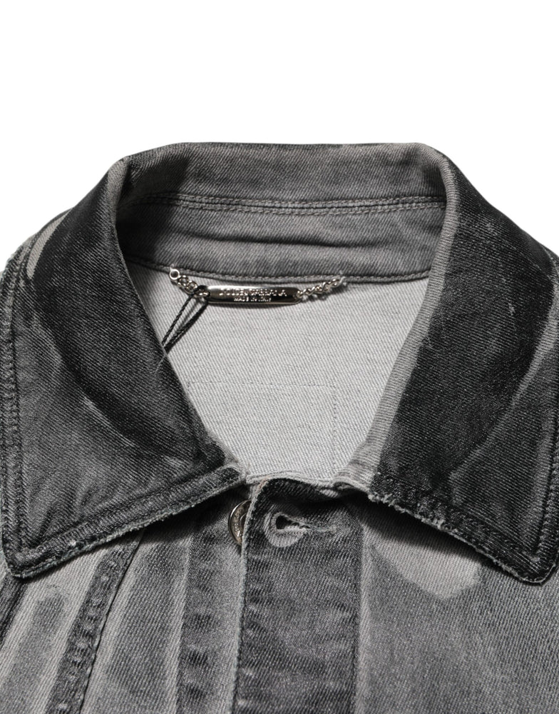 Dolce & Gabbana Gray Washed Cotton Stretch Denim Jacket