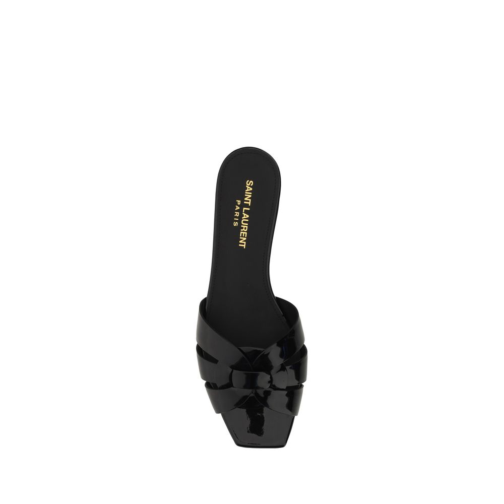 Saint Laurent Black Calf Leather Bos Taurus Sandals