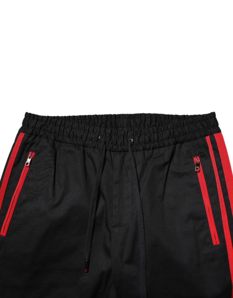 Dolce & Gabbana Red Stripe Cotton Logo Jogger Sweatpants Pants
