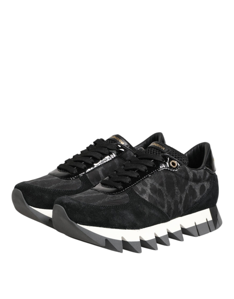 Dolce & Gabbana Black Gray Leopard Low Top Sneakers Shoes