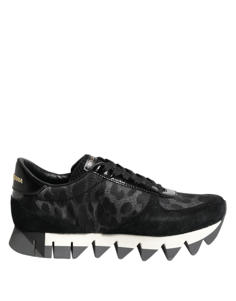 Dolce & Gabbana Black Gray Leopard Low Top Sneakers Shoes