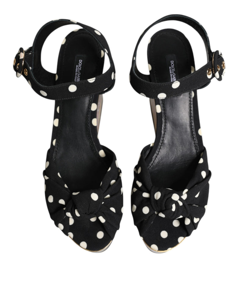 Dolce & Gabbana Multicolor Fish Polka Dot Wedge Sandals Shoes
