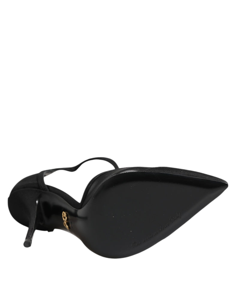 Dolce & Gabbana Black Mesh T-strap Stiletto High Heels Shoes