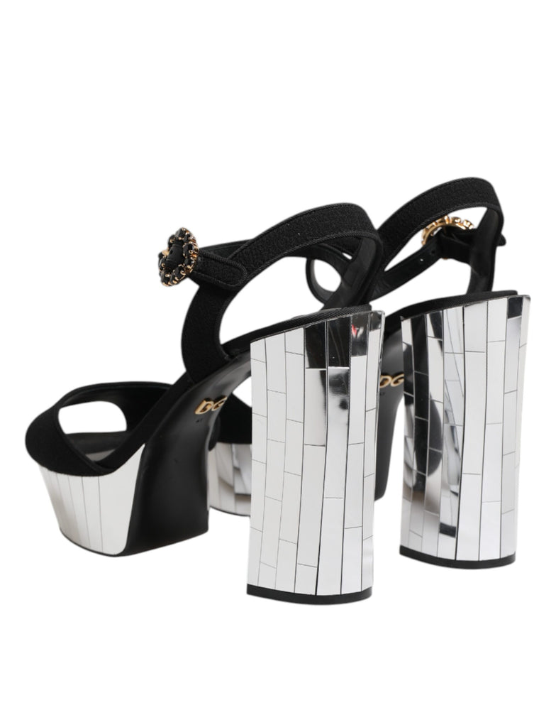 Dolce & Gabbana Black Crystal Ankle Strap Keira Sandal Shoes