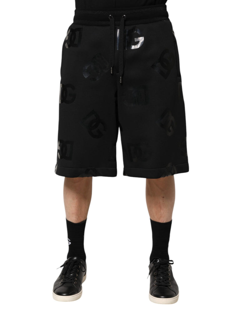 Dolce & Gabbana Black Logo Cotton Bermuda Sweatshorts Shorts
