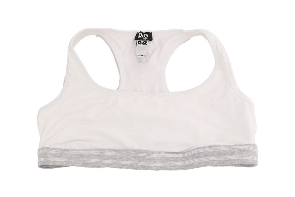 Dolce & Gabbana White Cotton Sport Stretch Bra Underwear