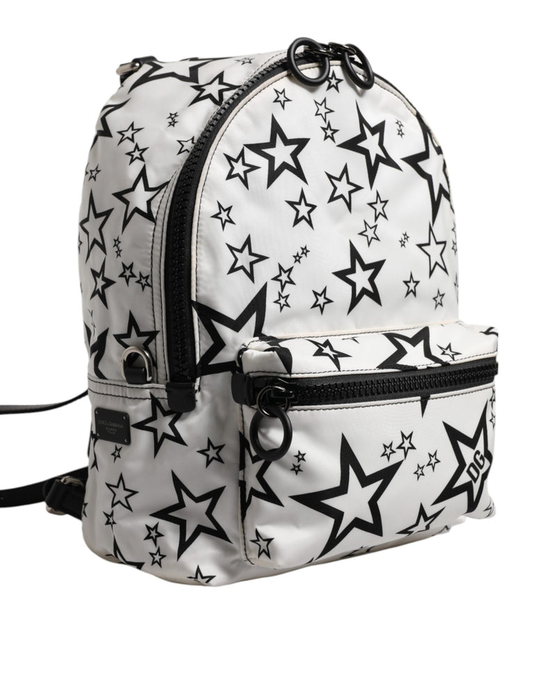 Dolce & Gabbana White DG Stars Print Nylon Travel Backpack Bag