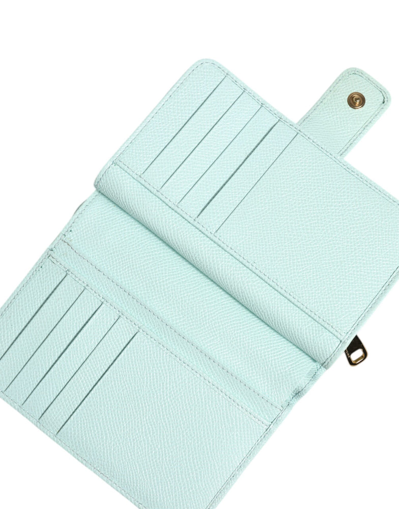 Dolce & Gabbana Mint Green Leather Bifold Continental Clutch Wallet