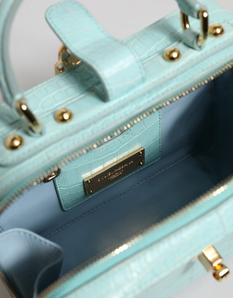 Dolce & Gabbana Mint Green Embossed Leather Padlock Shoulder Bag