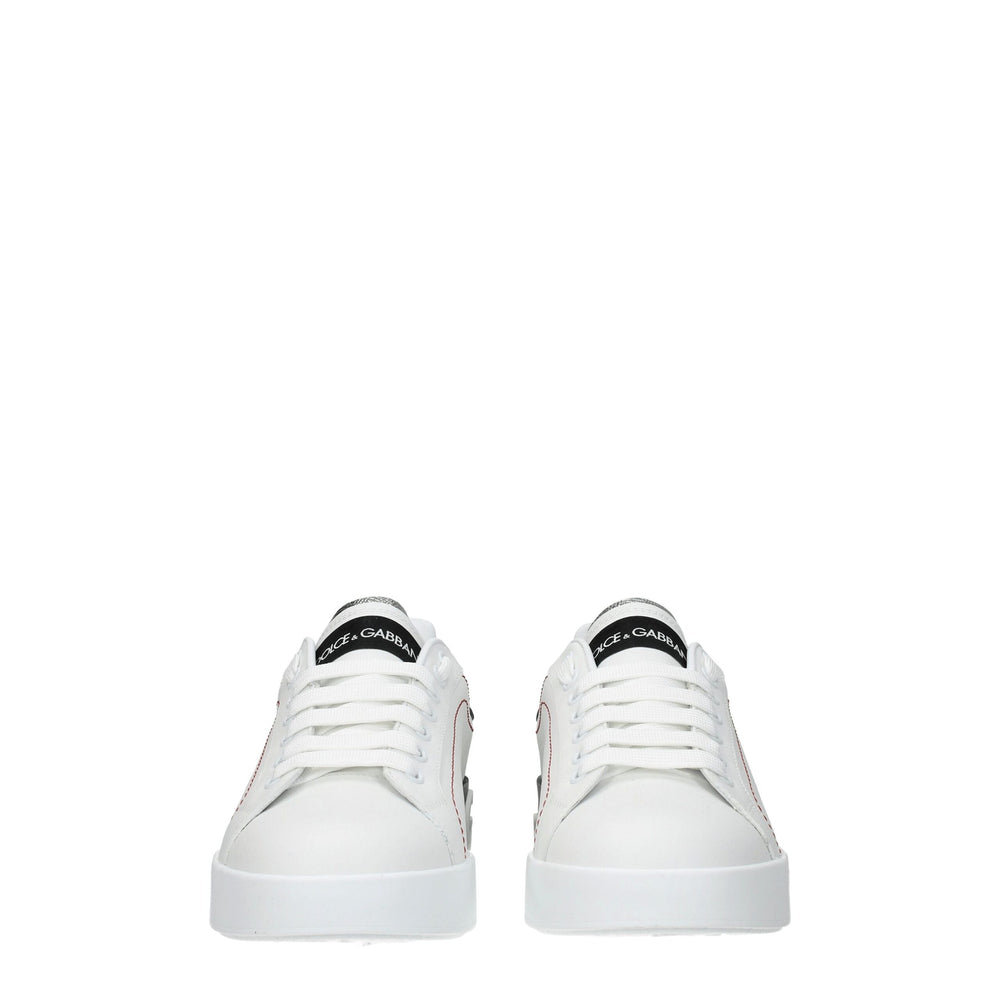 Dolce & Gabbana White Leather Low Top Sneakers