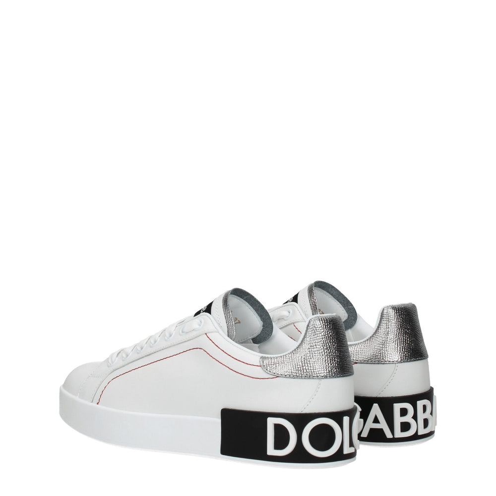 Dolce & Gabbana White Leather Low Top Sneakers