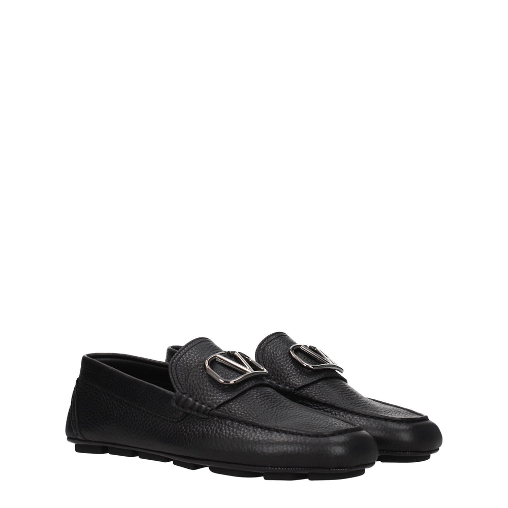 Valentino Garavani Black Leather Slip-On Loafers