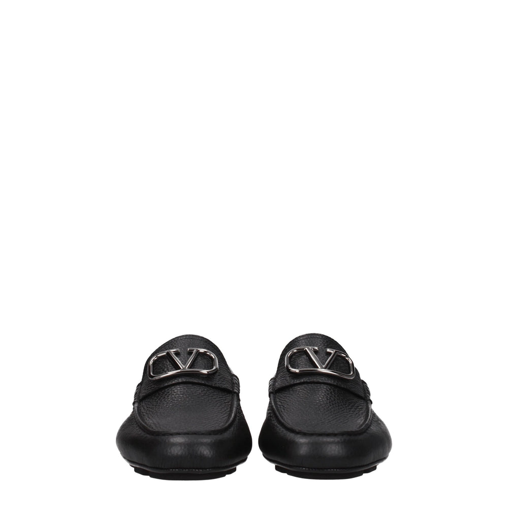 Valentino Garavani Black Leather Slip-On Loafers