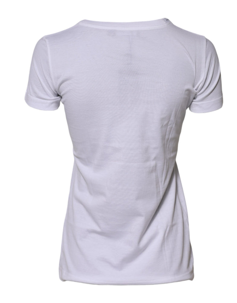 Dolce & Gabbana White Cotton Crew Neck Short Sleeves T-shirt
