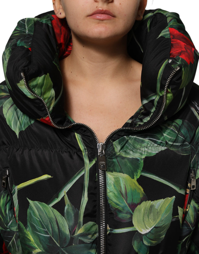 Dolce & Gabbana Multicolor Floral Puffer Coat Full Zip Jacket