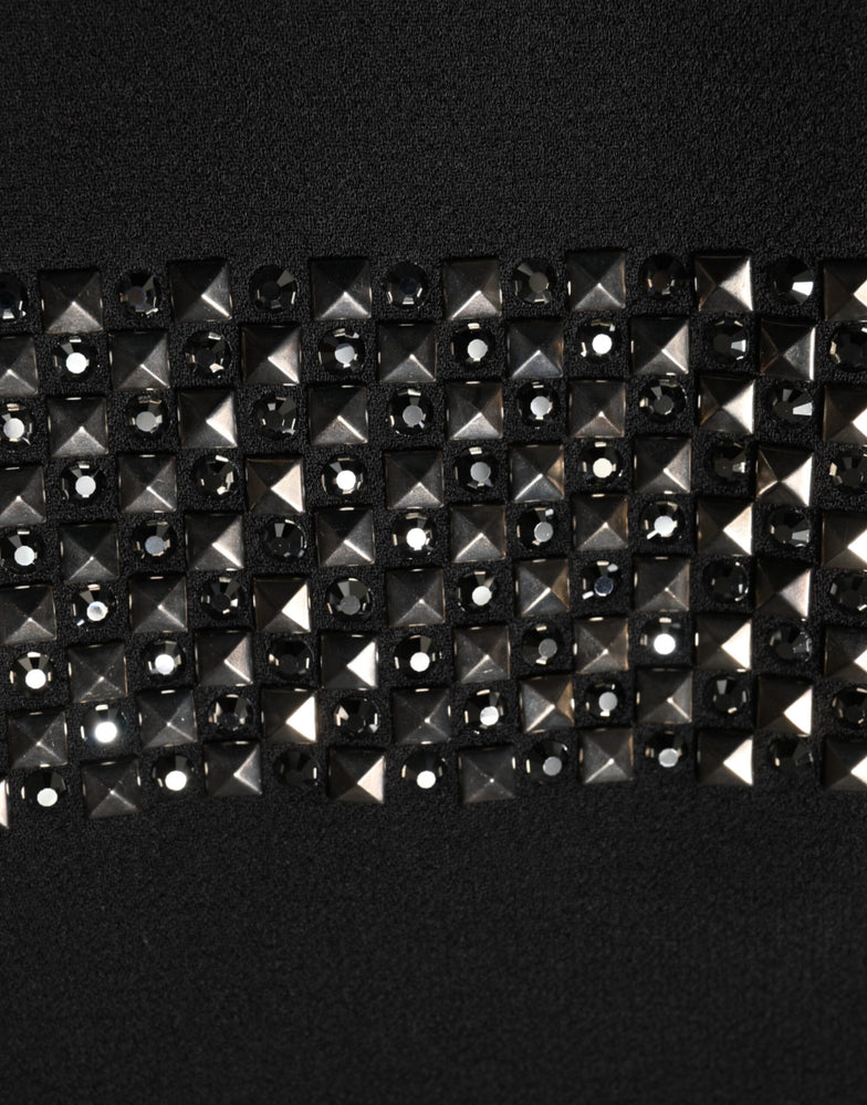 Dolce & Gabbana Black Crystal Embellished Collared Mini Dress