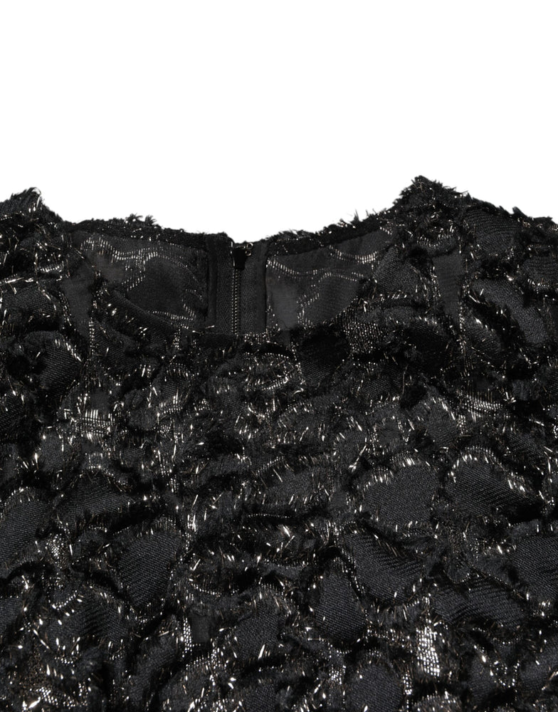 Dolce & Gabbana Black Sequin Bouclé Tweed Sheath Dress