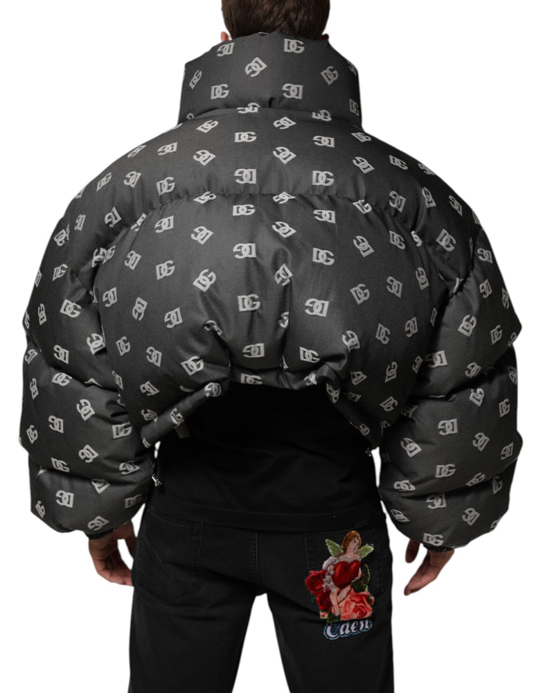 Dolce & Gabbana Black DG Monogram Full Zip Puffer Men Jacket