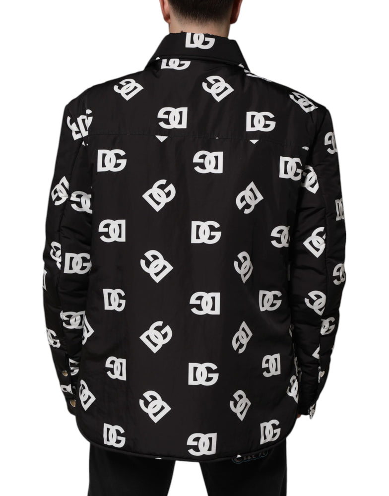 Dolce & Gabbana Black DG Monogram Nylon Windbreaker Jacket