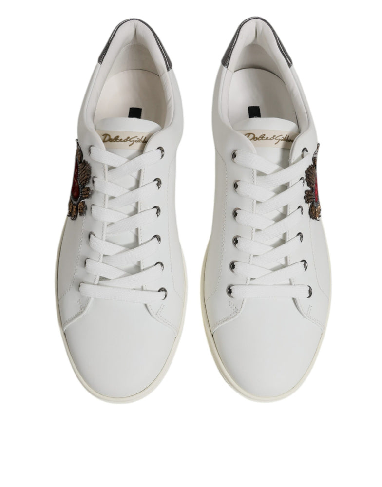 Dolce & Gabbana White Sacred Heart Men Low Top Sneakers Shoes