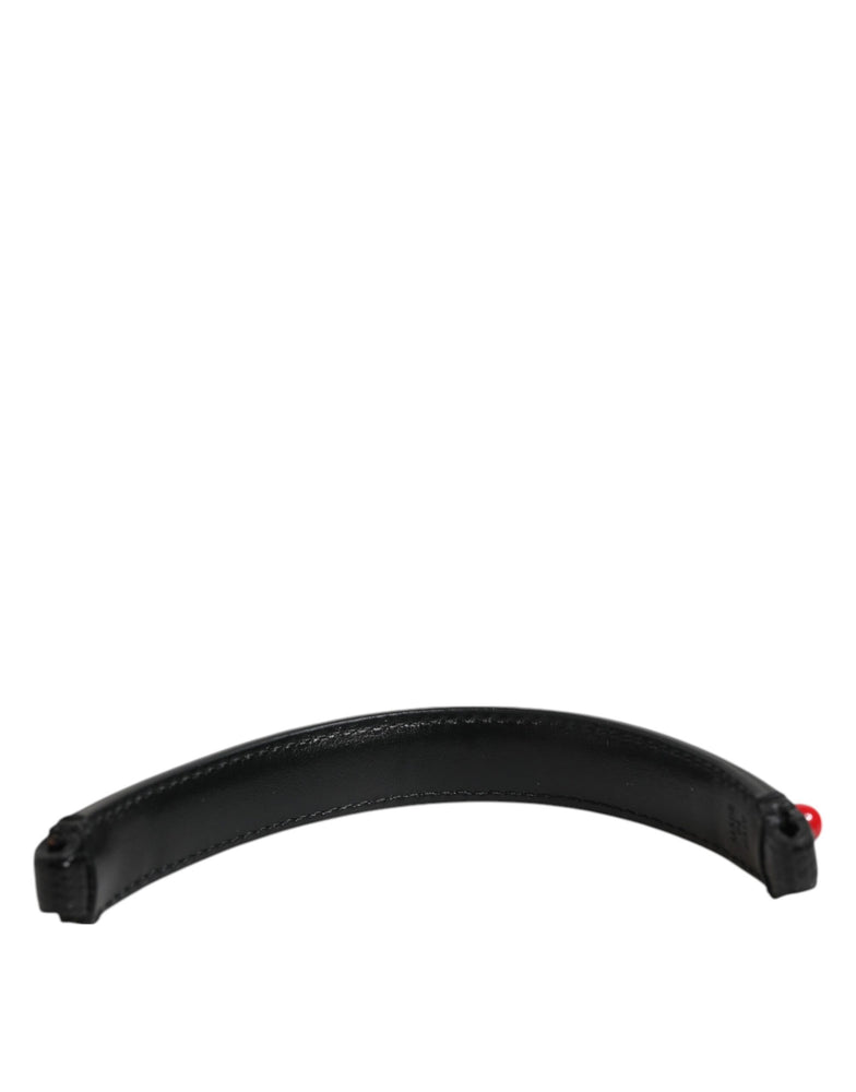 Dolce & Gabbana Black Embellished Leather Bag Handle Women Shoulder Strap