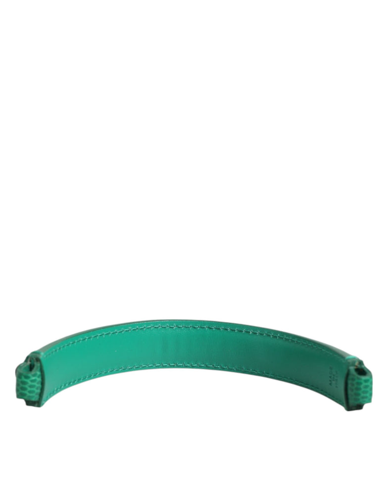 Dolce & Gabbana Green Embellished Leather Bag Handle Women Shoulder Strap