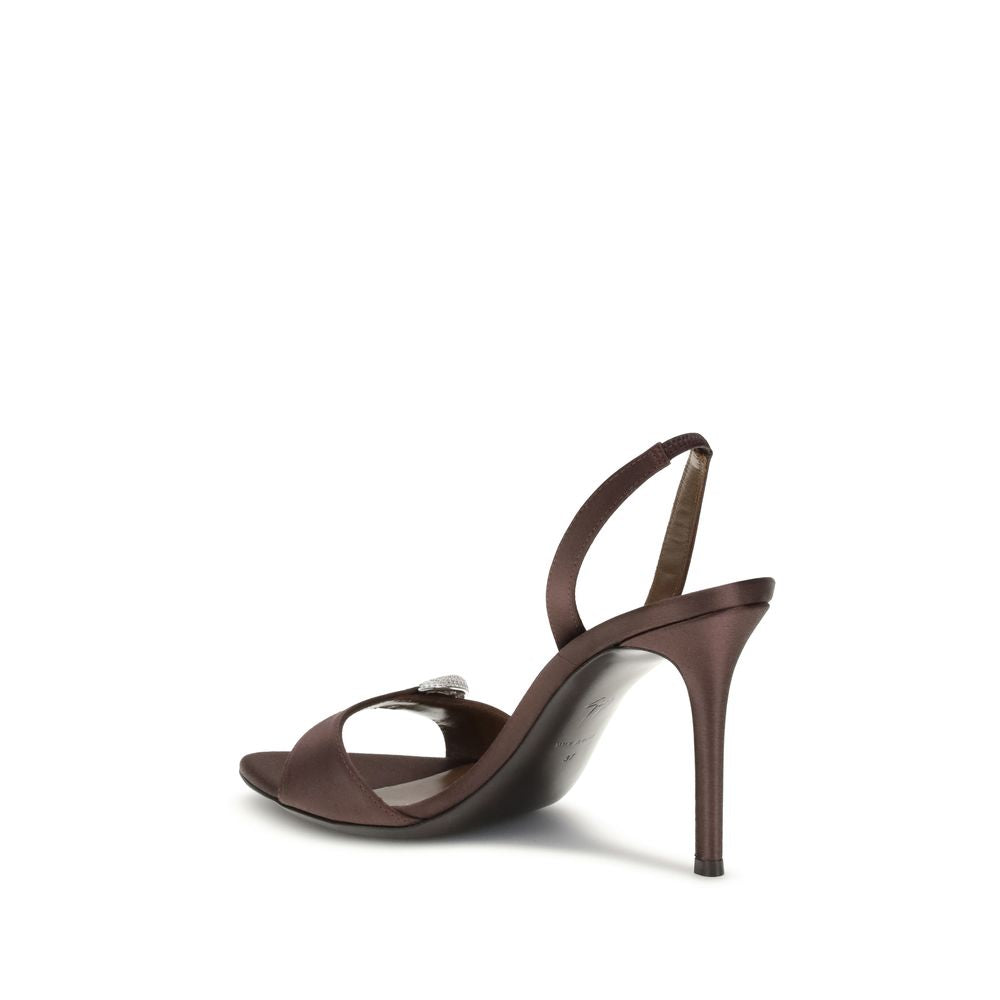 Giuseppe Zanotti Brown Silk Stiletto Heel Sandals