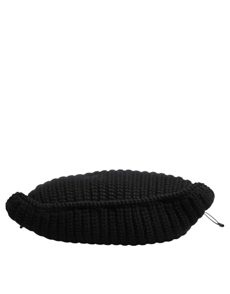 Dolce & Gabbana Black Cashmere Knitted Leather Shoulder Women Borse Bag