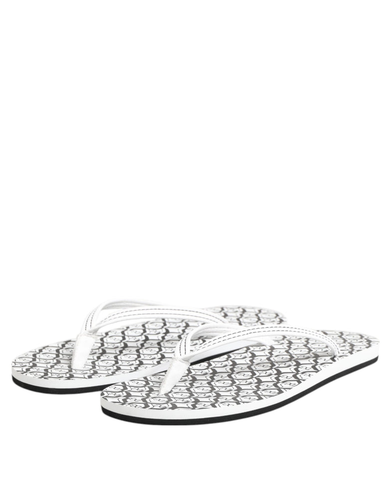 Dolce & Gabbana Black White Logo Beachwear Flats Slipper Shoes