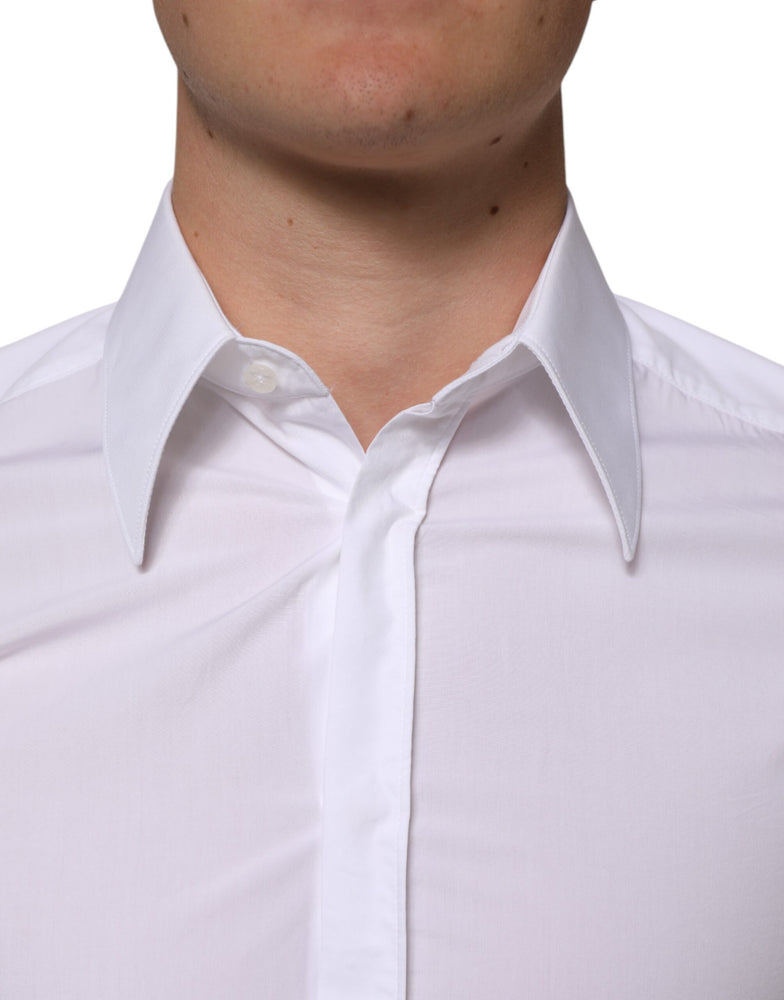 Dolce & Gabbana White Cotton MARTINI Long Sleeve Dress Shirt