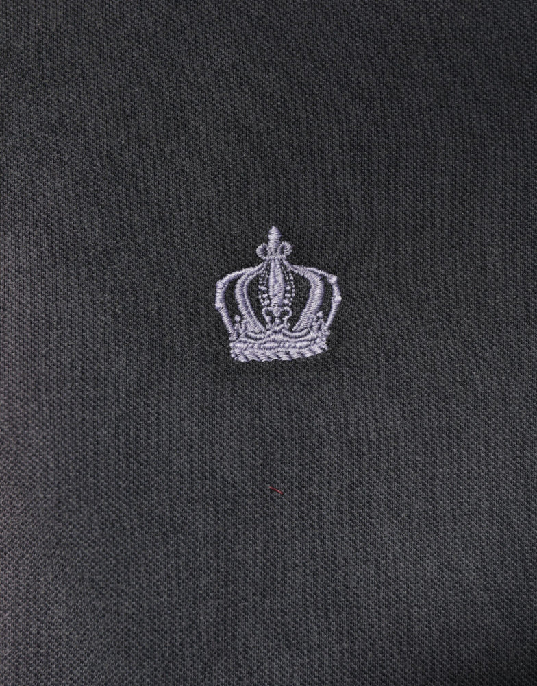 Dolce & Gabbana Gray Cotton Crown Collared Men Polo T-shirt