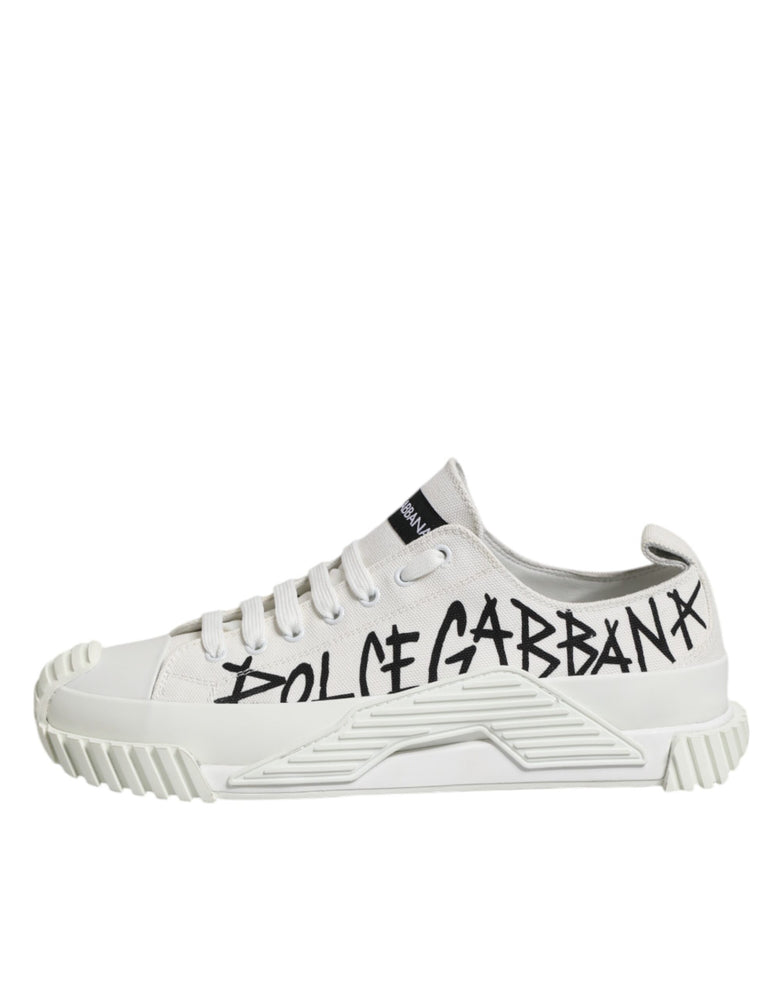 Dolce & Gabbana White Logo Graffiti Low Top Sneakers Shoes