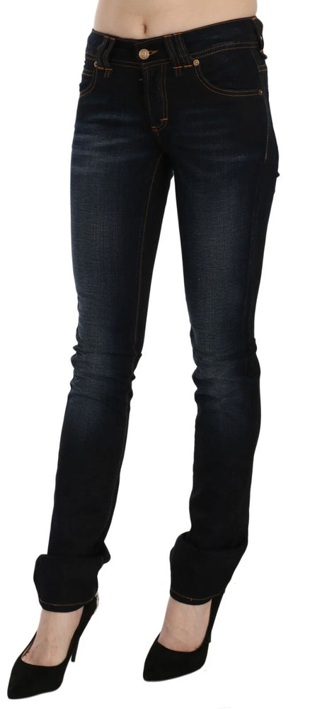 John Galliano Dark Blue Mid Waist Slim Fit Denim Casual Pants Jeans