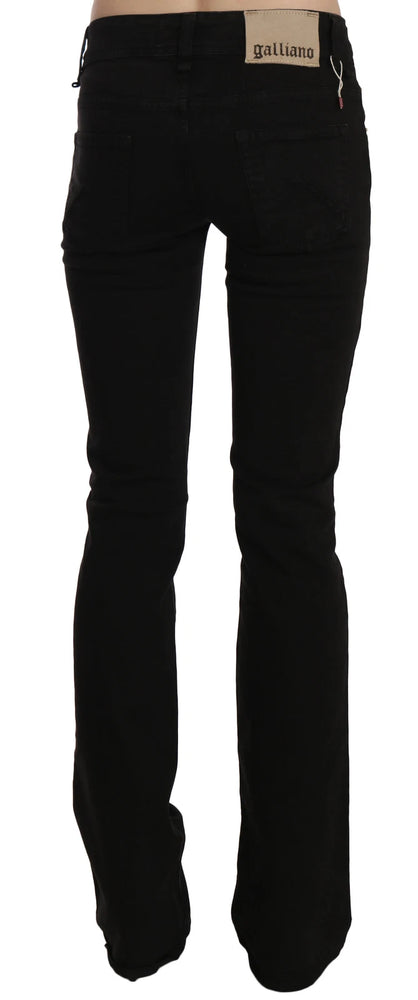 John Galliano Black Low Waist Slim Leg Skinny Denim Casual Pants Jeans