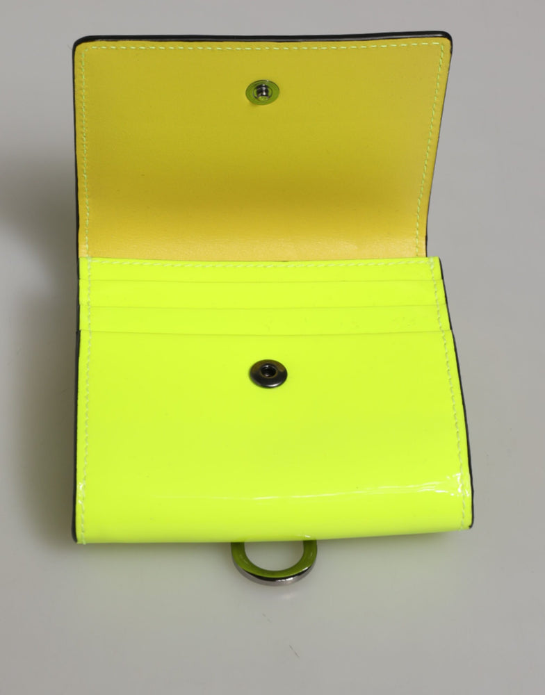 Dolce & Gabbana Yellow Green Bifold DG Logo Neck Strap Cardholder Wallet