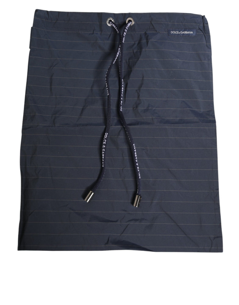 Dolce & Gabbana Navy Blue Polyester Nylon Pinstripe Men's Swimwear