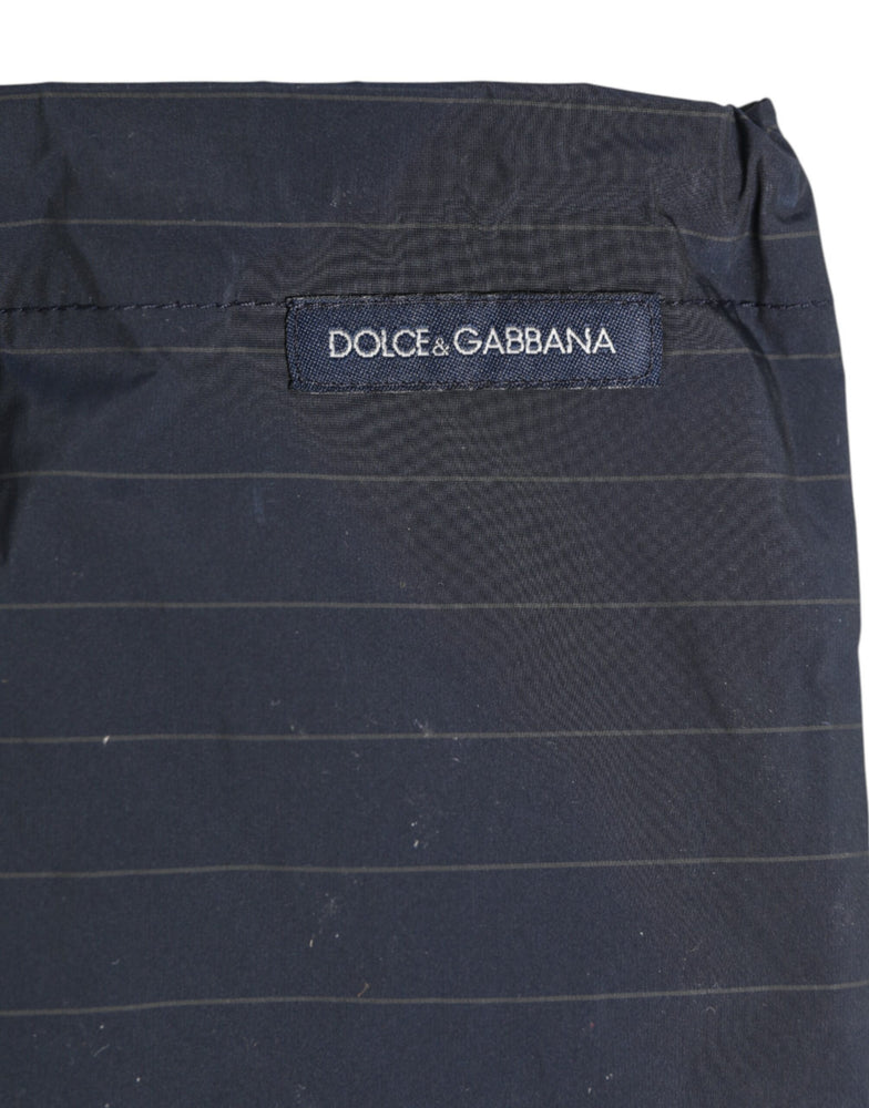 Dolce & Gabbana Navy Blue Polyester Nylon Pinstripe Men's Swimwear