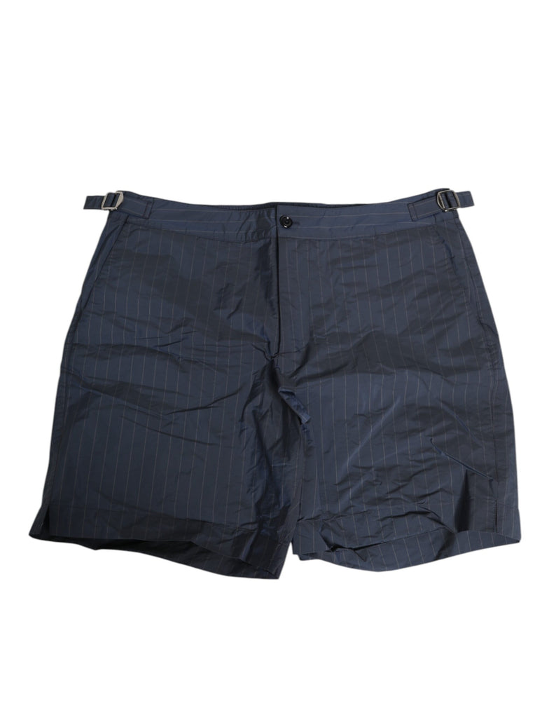 Dolce & Gabbana Navy Blue Polyester Pinstripe Men Shorts Swimwear