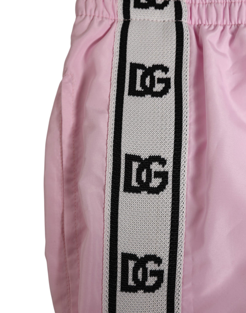 Dolce & Gabbana Pink Nylon Logo Side Stripe Beachwear Men Swimwear