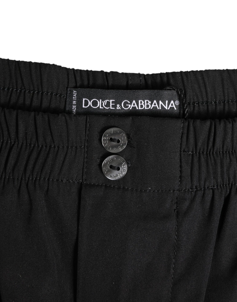 Dolce & Gabbana Black Cotton Elastic Waistband Button Swimwear