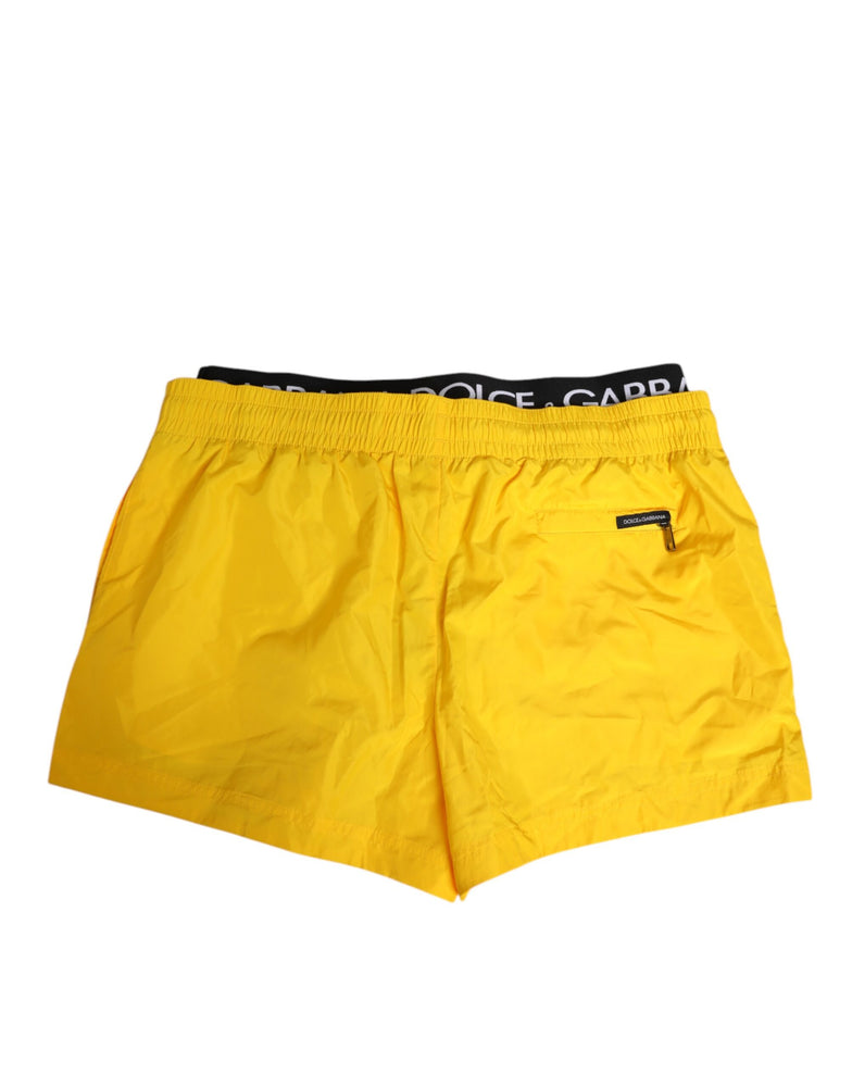 Dolce & Gabbana Yellow Drawstring Beachwear Men Shorts Swimwear