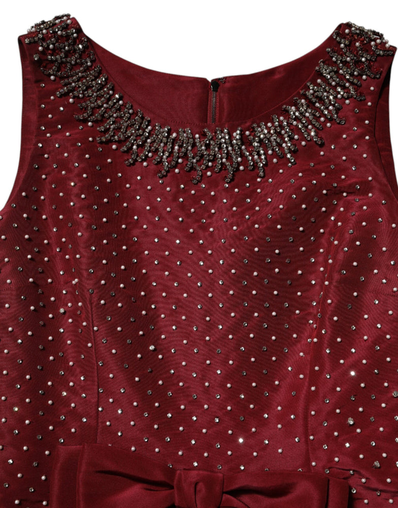 Dolce & Gabbana Burgundy Silk Beaded Evening Gown Dress