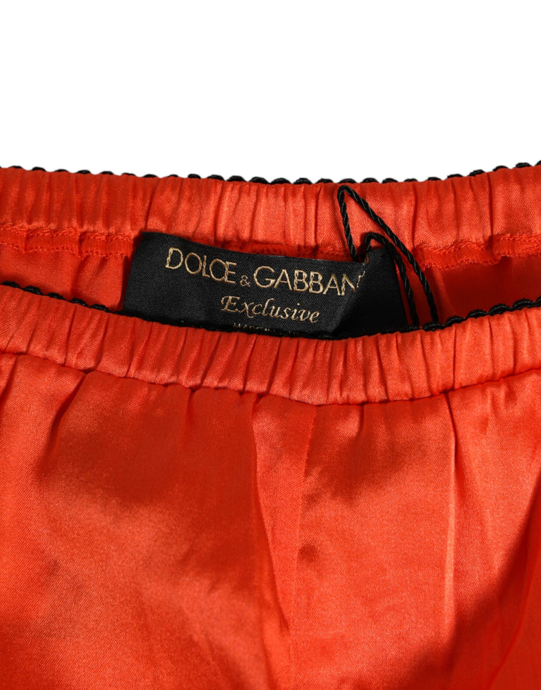 Dolce & Gabbana Red Silk Satin Lace Shorts Underwear