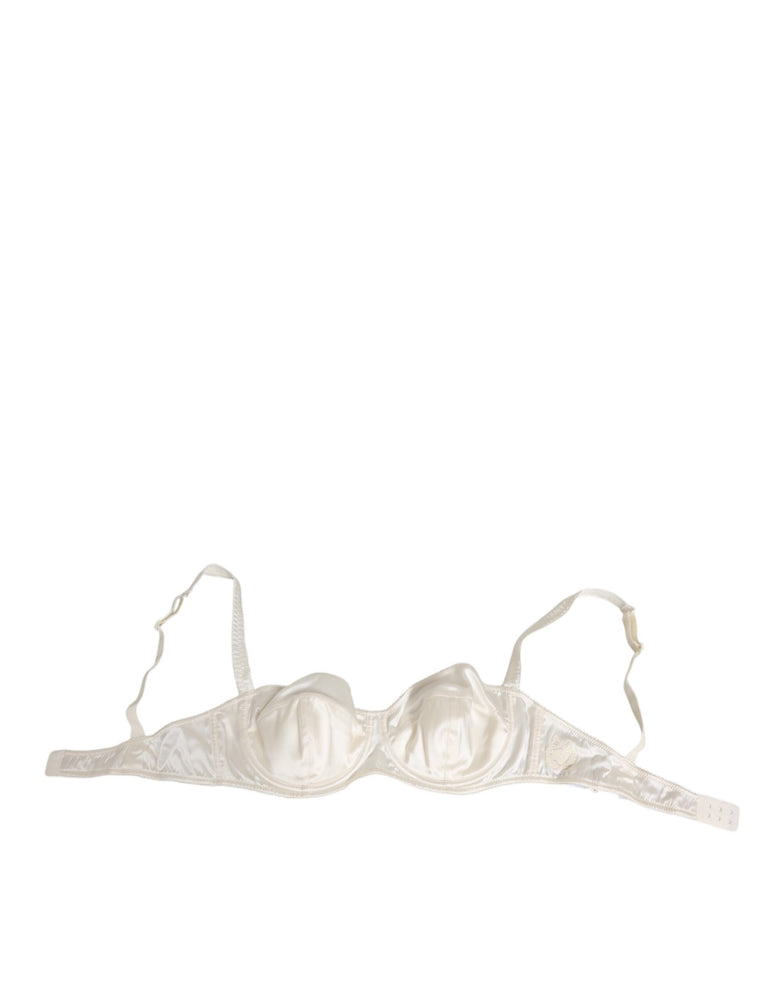 Dolce & Gabbana White Silk Satin Balconnet Lingerie Bra Underwear