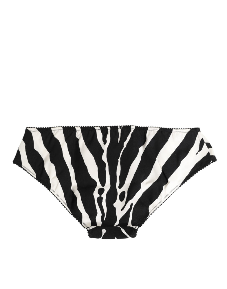 Dolce & Gabbana Black White Zebra Print Slip Briefs Underwear