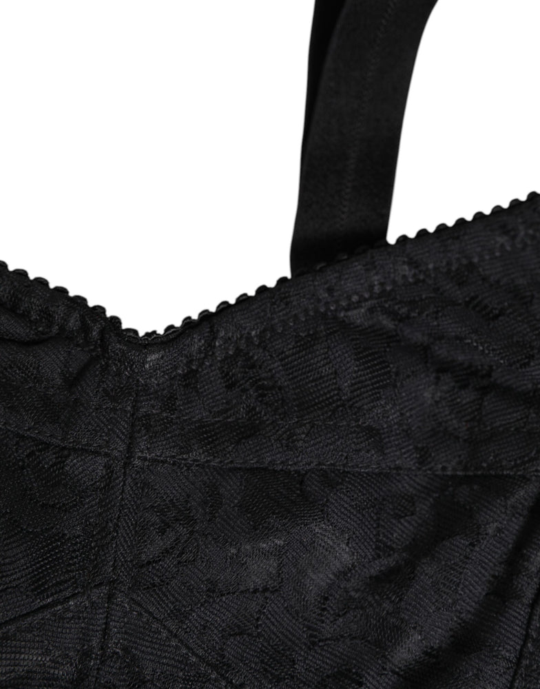 Dolce & Gabbana Black Stretch Nylon Bustier Bra Underwear