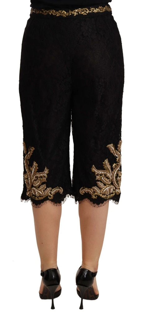 Dolce & Gabbana Black Lace Gold Baroque SPECIAL PIECE Shorts