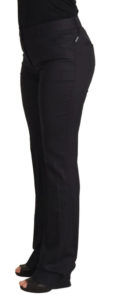 Dolce & Gabbana Black Stripes Mid Waist Trouser Pants