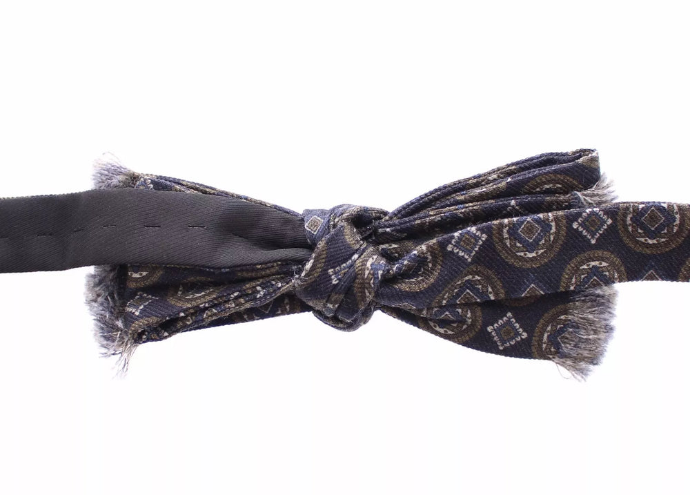 Dolce & Gabbana Blue Silk Baroque Fantasi Tied Bow Tie Papillon